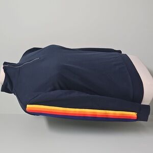 Aldi Gear Navy 1/4 Zip Sweatshirt Capsule Collection Rainbow Trim Size Small